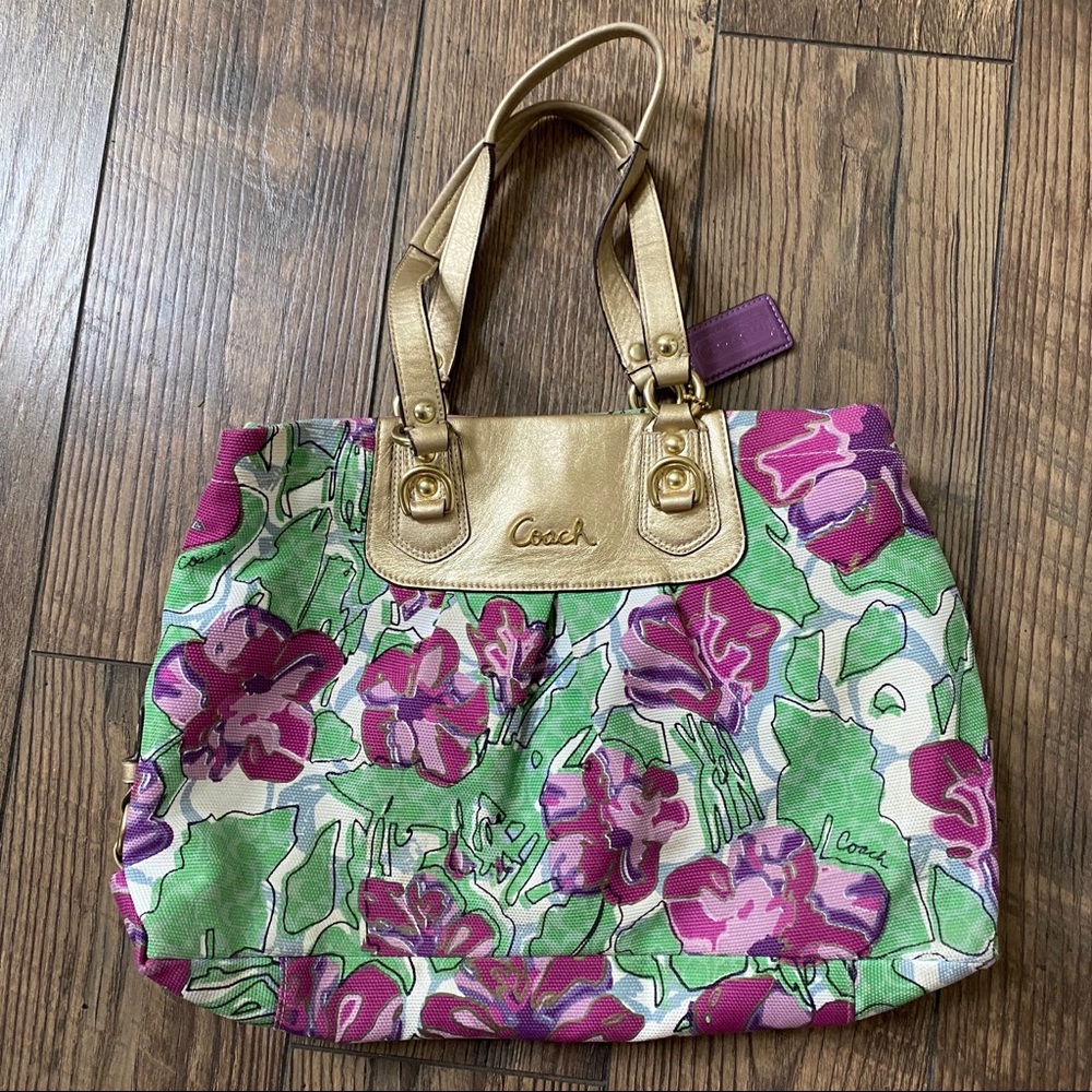 Coach Ashley Signature Floral Satchel Purse